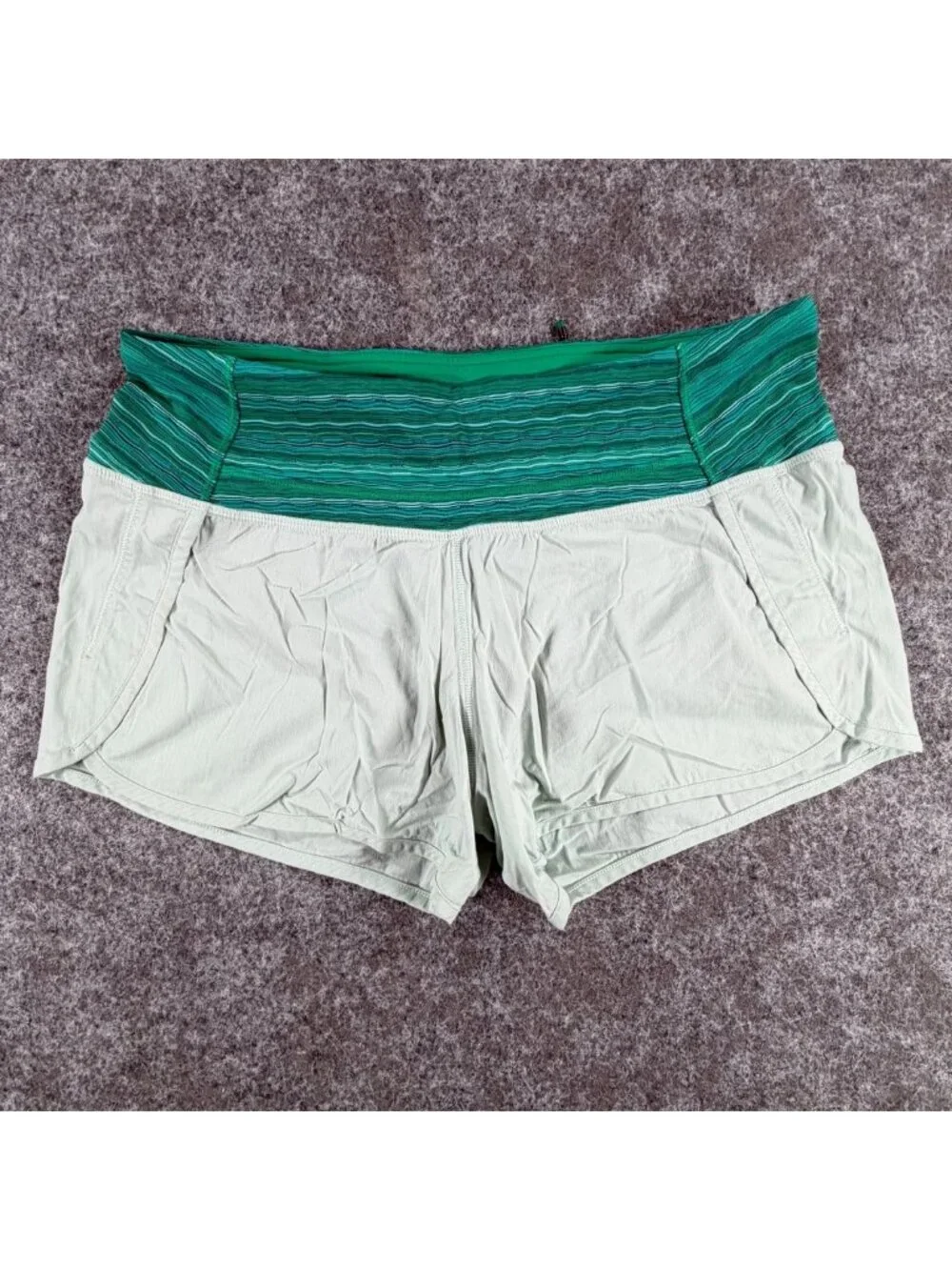 Lululemon Run Times‎ Short Womens 6 Sea Mist Wave Twist Jungle Hero Blue Stretch